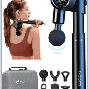 Black Percussion Massage Gun with 6 Heads